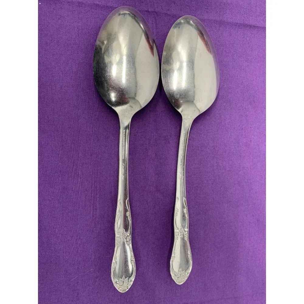 Oneida LTD WMA Rogers Stainless Fenway Pattern 2 Serving Spoons 8 inch
